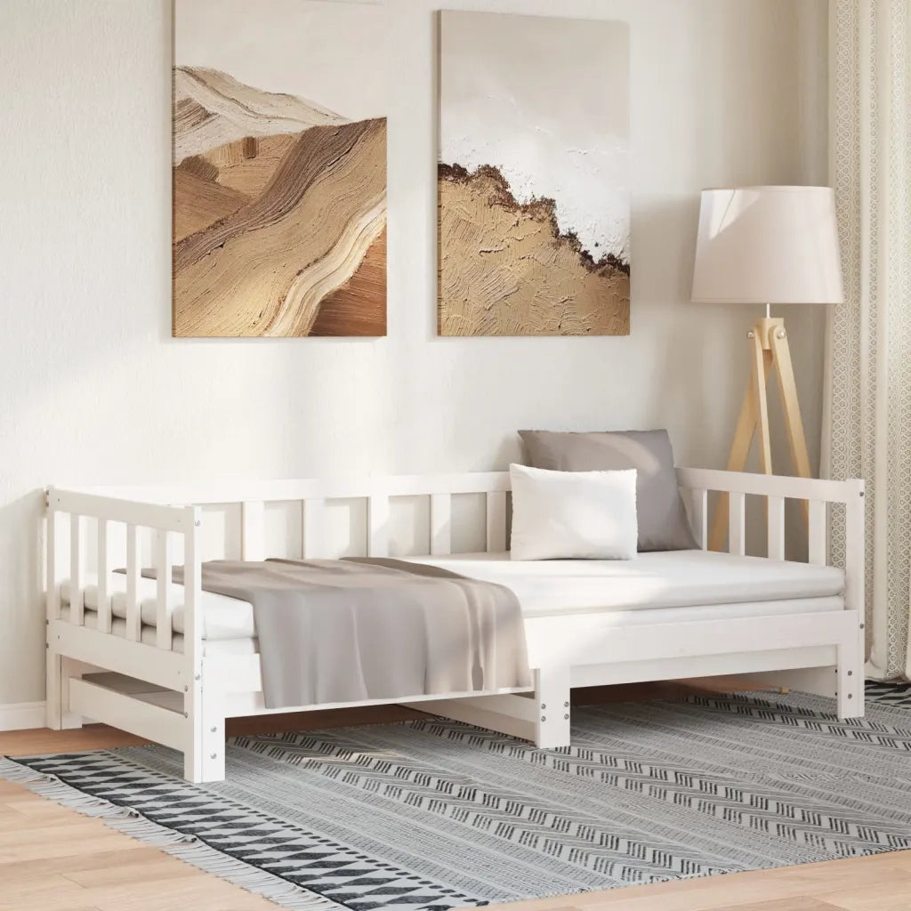 Divano Letto con Letto Estraibile Bianco 80x200cm Massello Pinocod mxl 107533