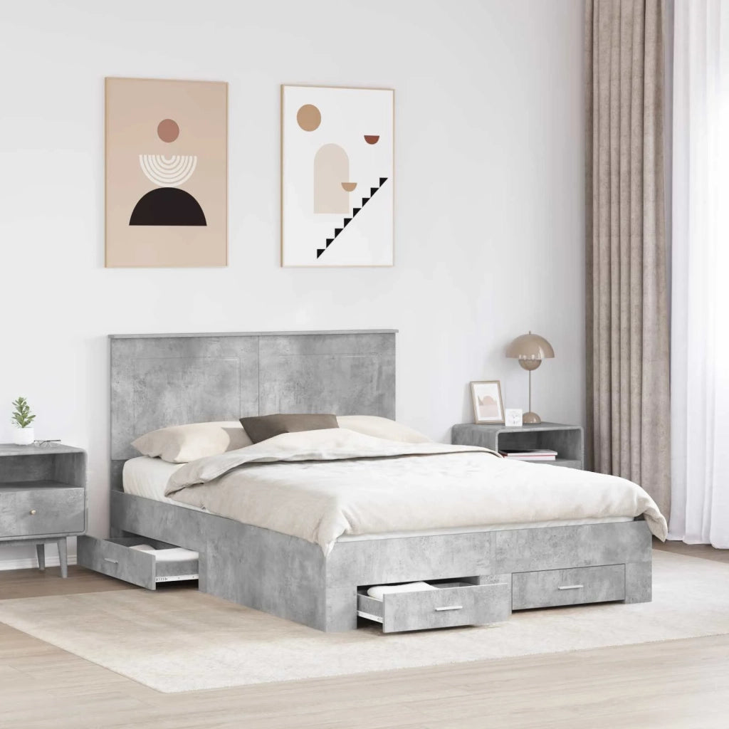 Struttura del letto con testiera Grigio cemento 140 x 190 cm