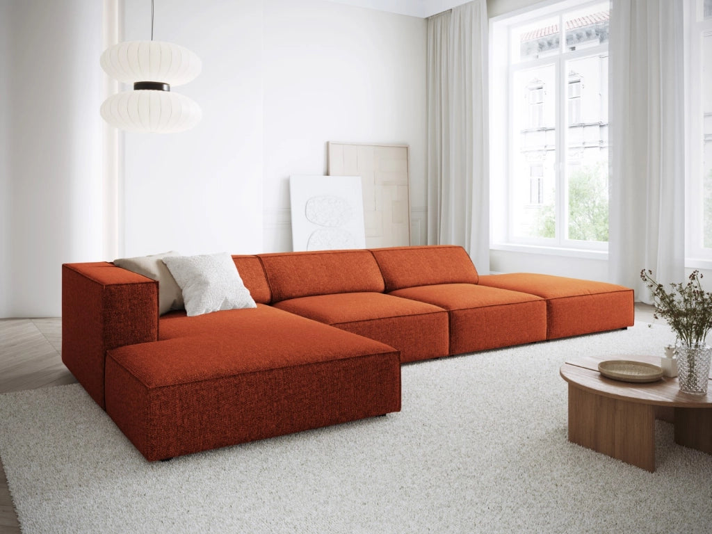 Cosmopolitan Design - Divano angolare sinistro "Arendal" 5 posti in ciniglia terracotta 