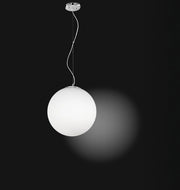 Lampada a Sospensione in Vetro Bianco, Attacco 2xE27, Potenza Massima 60W, Diametro 40 cm, Altezza Regolabile, Design Moderno ed Elegante - Perenz