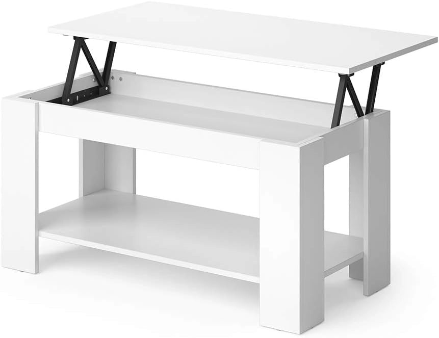 Tavolino soggiorno Lorenz, Calcestruzzo, 100 x 50 cm con funzione di sollevamento, con meccanismo di sollevamento e piano del tavolo regolabile in altezza