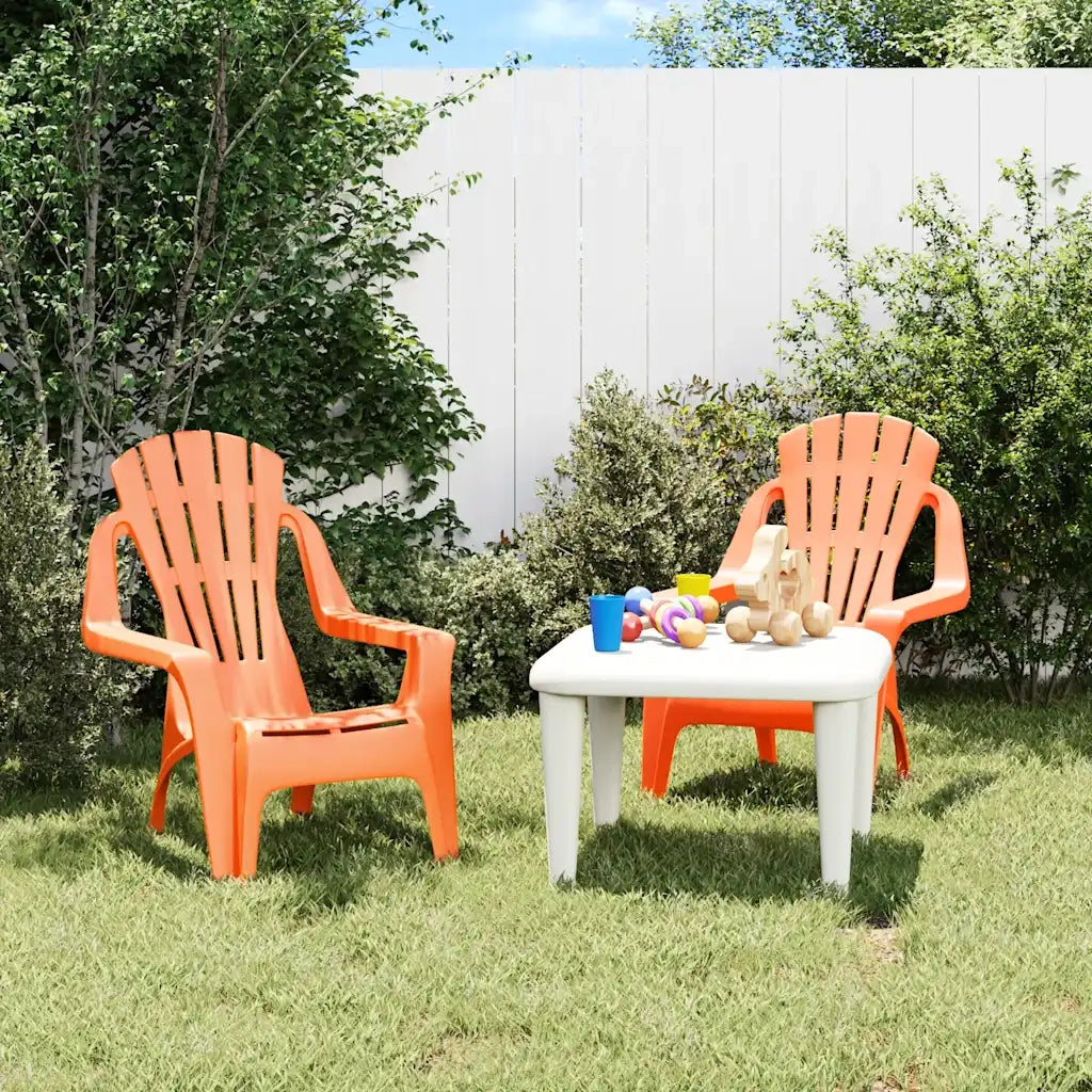 Sedie Giardino 2 pz | Sedie da Esterno Bambini Arancioni 37x34x44 PP Aspetto Legno