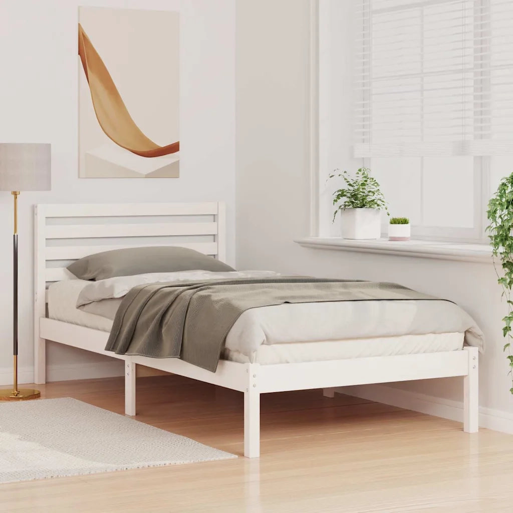 Struttura del letto Bianco 90 x 200 cm Pino massello 872264
