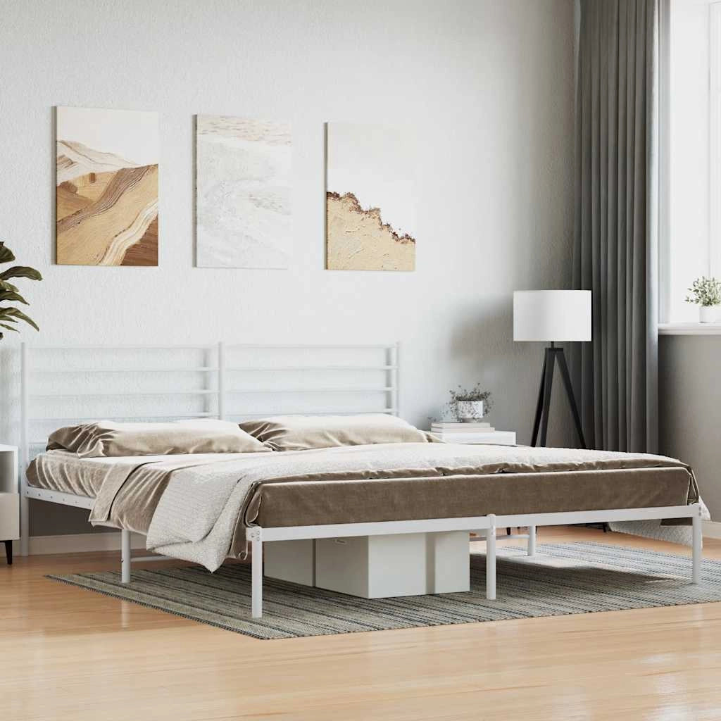 Giroletto con Testiera Metallo Bianco 180x200 cmcod mxl 127658