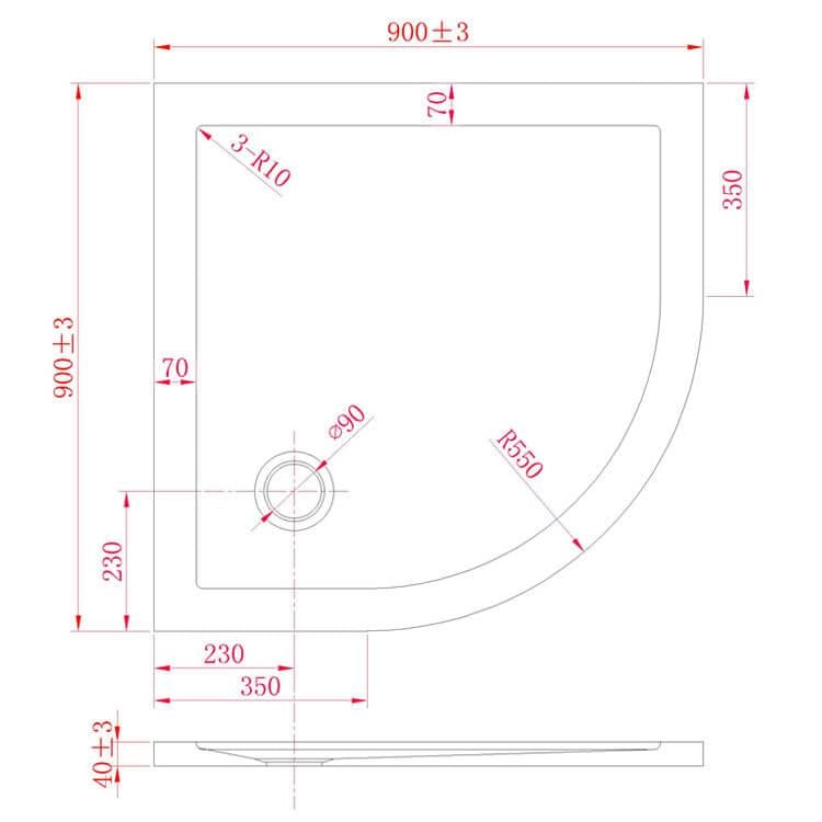 Piatto Doccia Semicircolare 90x90 cm in Acrilico Fosterberg Floret 4 Bianco