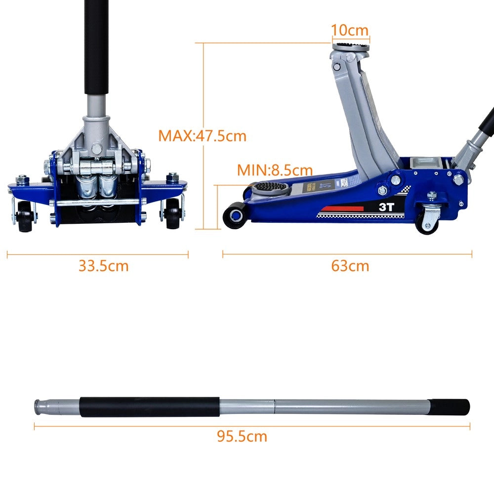 Cric Idraulico a Pantografo 3 Tonnellate con Pompa a Doppio Pistone ¨C MINIMAL ¨C Acciaio
