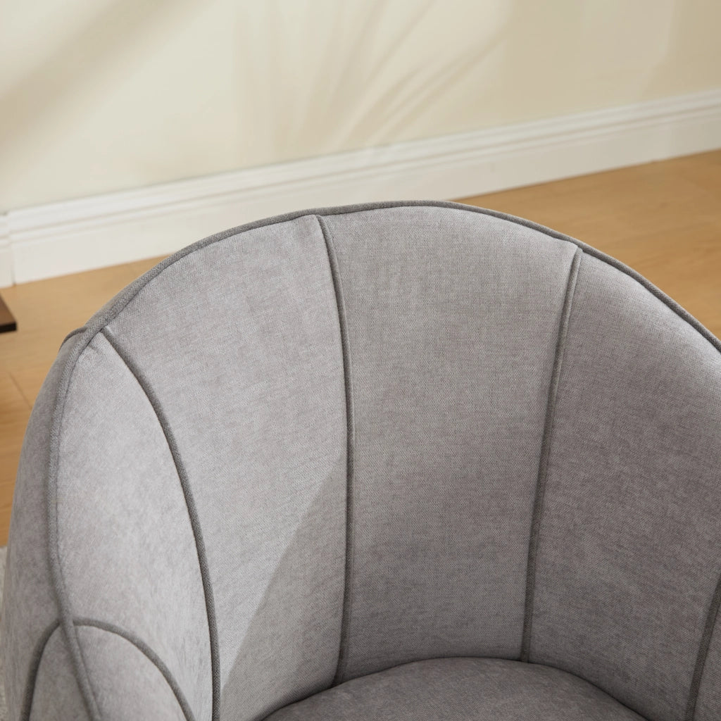 Poltrona girevole in tessuto Chenille grigio, design ergonomico con schienale alto, 1 collo