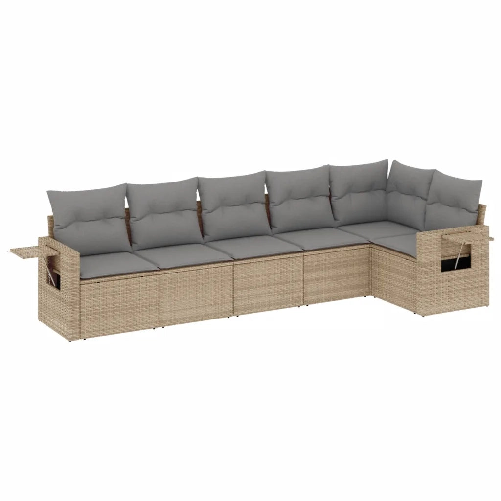 Set Divano da Giardino 6 pz con Cuscini Beige in Polyrattan 3220188