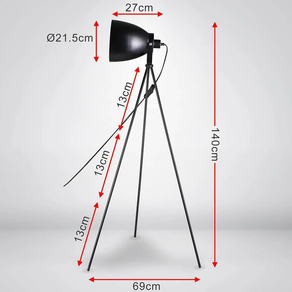 Lampada Piantana Terra Design Moderno Industriale Metallo Luce E27 Nero oro