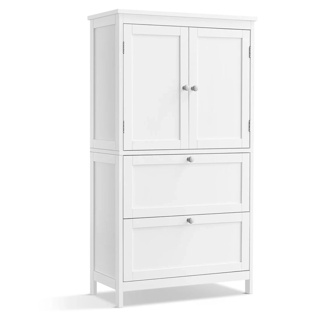 Mobiletto da bagno mobiletto da cucina mobiletto con 2 cassetti e 2 ante ripiani regolabili 30 x 60 x 110 cm bianco 12_0004021