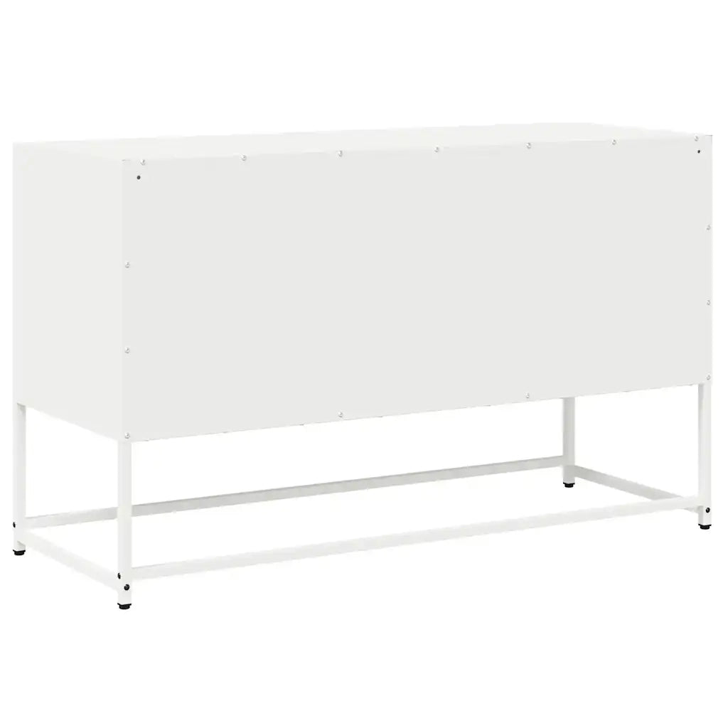 Mobile TV-Credenza TV-Console TV Bianco 100,5x39x60,5 cm in Acciaio Laminato a Freddo