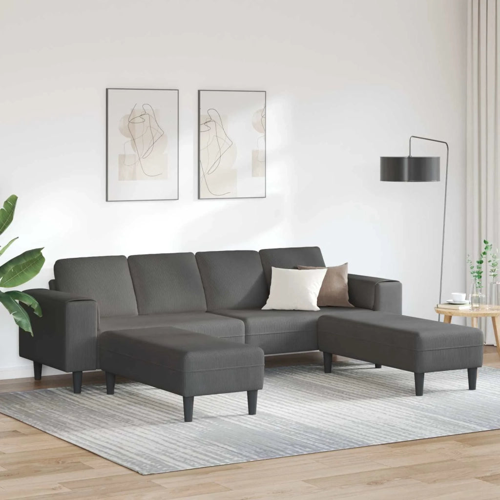 Divano Grigio scuro 250 x 188 x 76 cm Tessuto in Cords 3335132