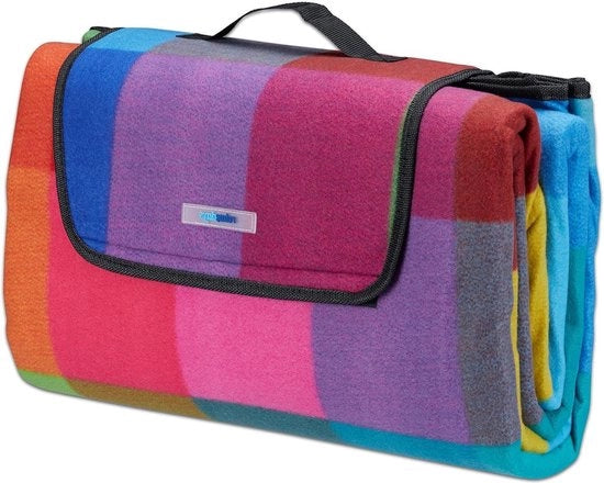 Tavolo da picnic con riquadri impermeabili 200 x 200 cm tappeto di fleece pieghevole - colorato, tavolo da picnic XXL con maniglia tappeto da terra