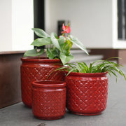 VASI Set da 3 pezzi in ceramica Ø 38/30,5/23 cm rosso vinaccia lucido