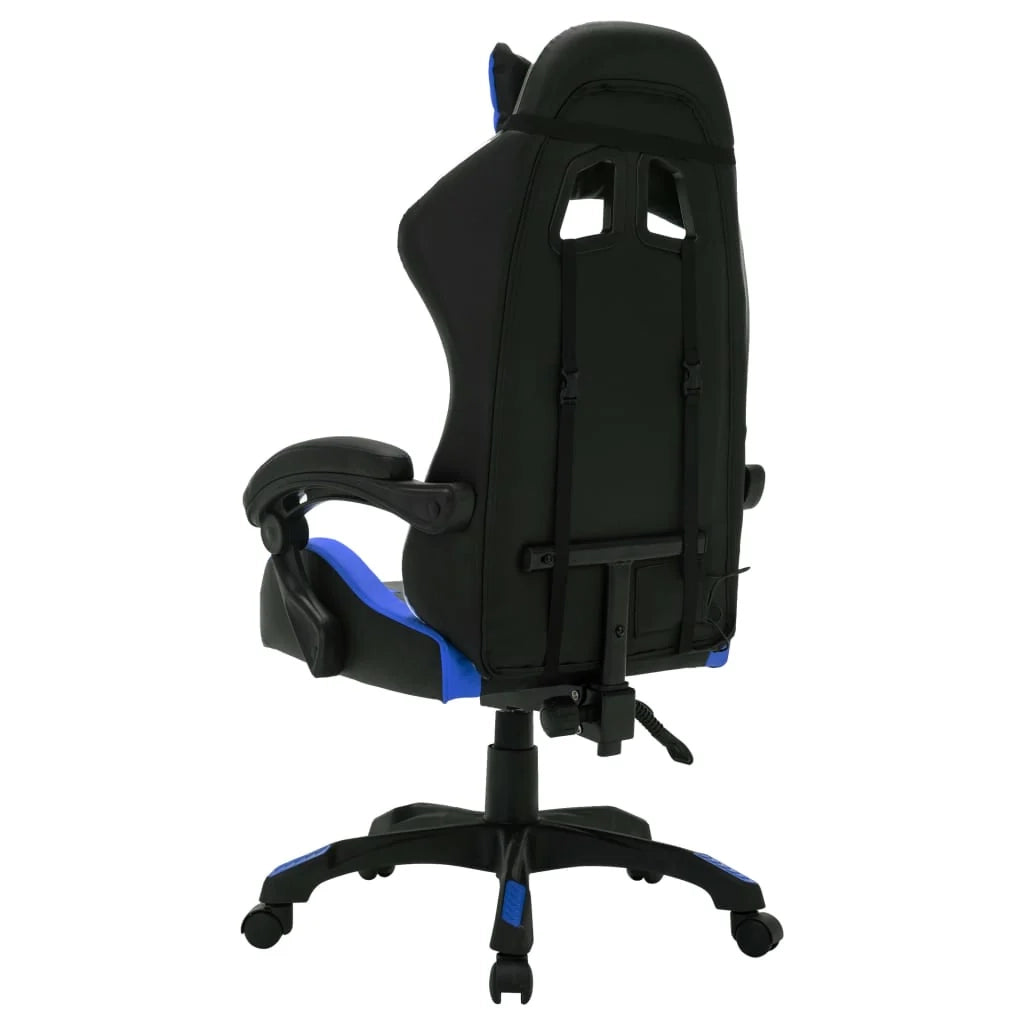 Sedia girevole da ufficio/studio per computer videogiochi con illuminazione LED RGB e similpelle blu 02_0024201