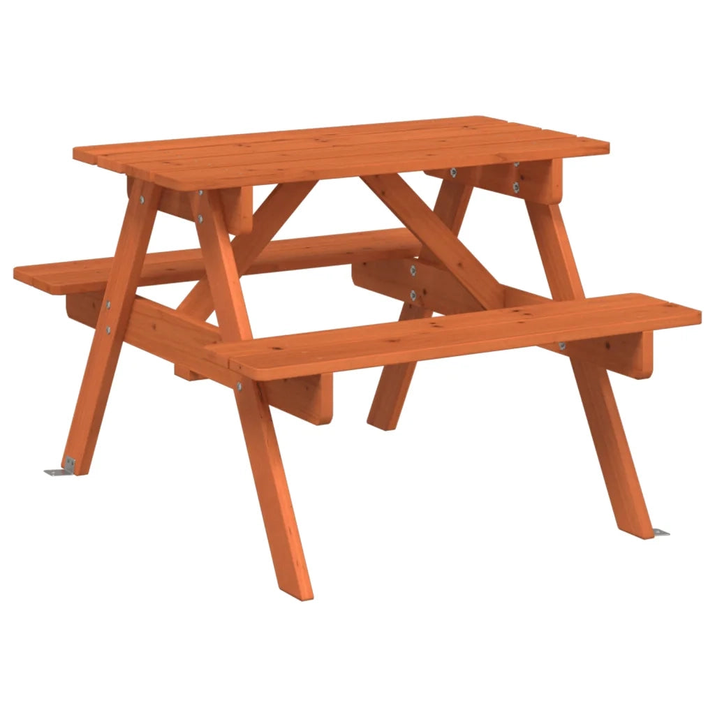 vidaXL Tavolo da Picnic per 4 Bambini con Ombrellone Legno di Abete