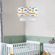 Lampada a Sospensione Lurgan per Cameretta Decorato con Veicoli - Bianco lux.pro