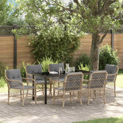 Set da Pranzo per Giardino con cuscino 7 pcs Beige polyrattan 3380236