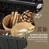 Baule Cassapanca da Esterno 122,4x62x64,5 cm Capacità da 366L in Plastica Nero