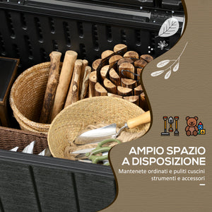 Baule Cassapanca da Esterno 122,4x62x64,5 cm Capacità da 366L in Plastica Nero