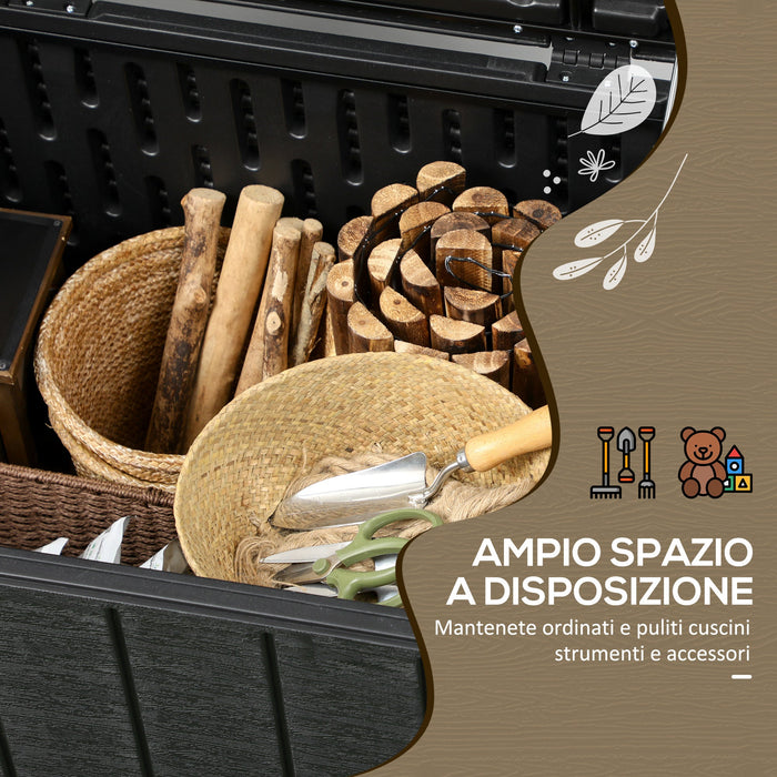 Baule Cassapanca da Esterno 122,4x62x64,5 cm Capacità da 366L in Plastica Nero