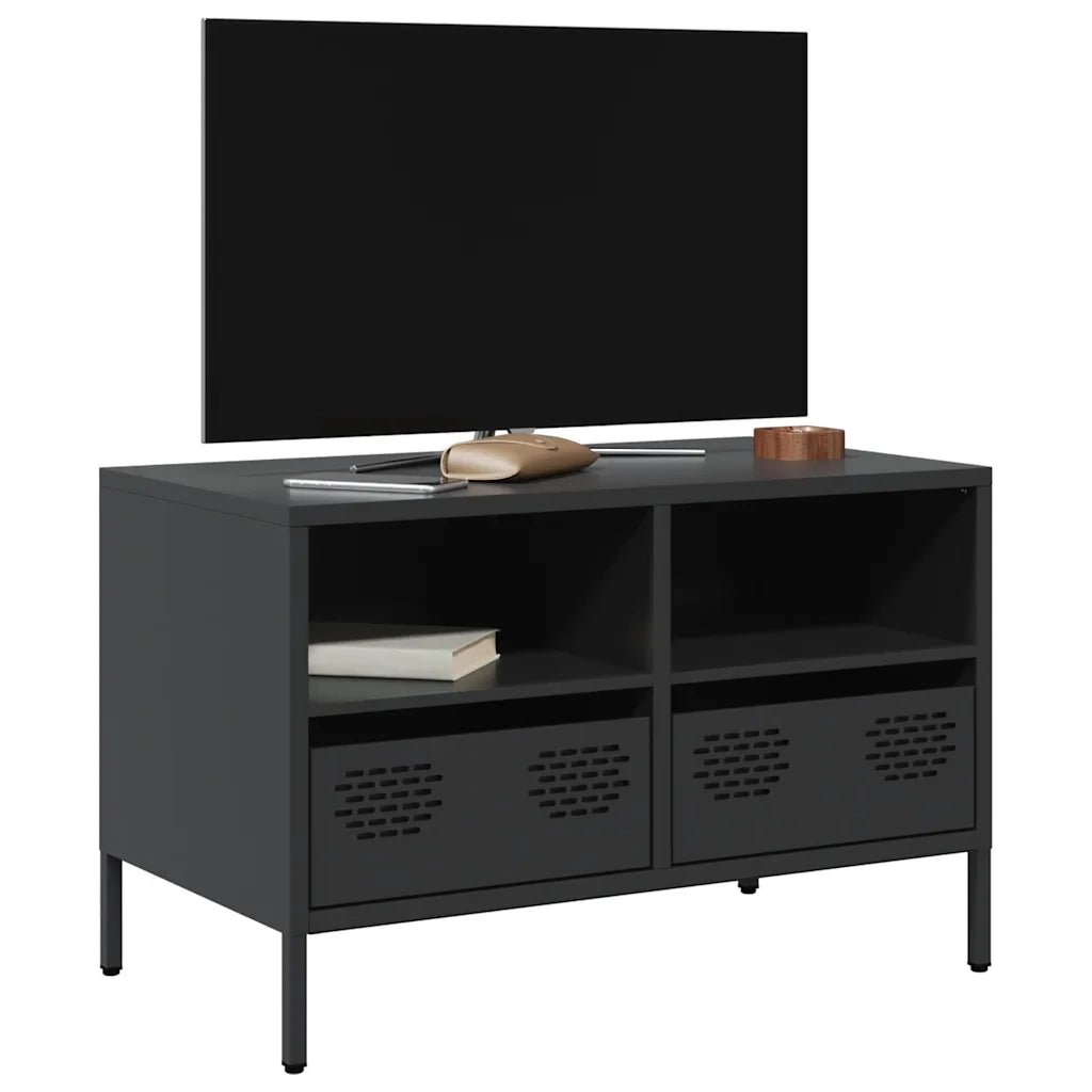 Mobile TV Nero 68x39x43,5cm in Acciaio Laminato a Freddo 851316