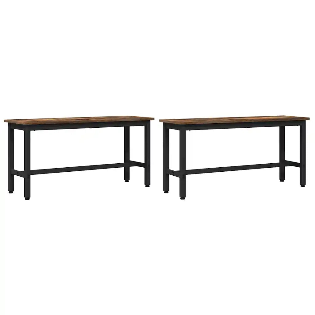 Panchina da pranzo 2 pcs Rovere fumé 100 x 32,5 x 48,5 cm 873755