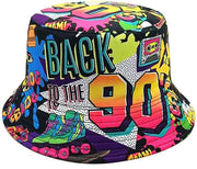 Cappello da Pesca Unisex - Confezione Invertibile - Stile Retro Anni 80/90 - Disegno Mucca/Righe - Materiale Polyester - Circonferenza Cappello 55-58 cm