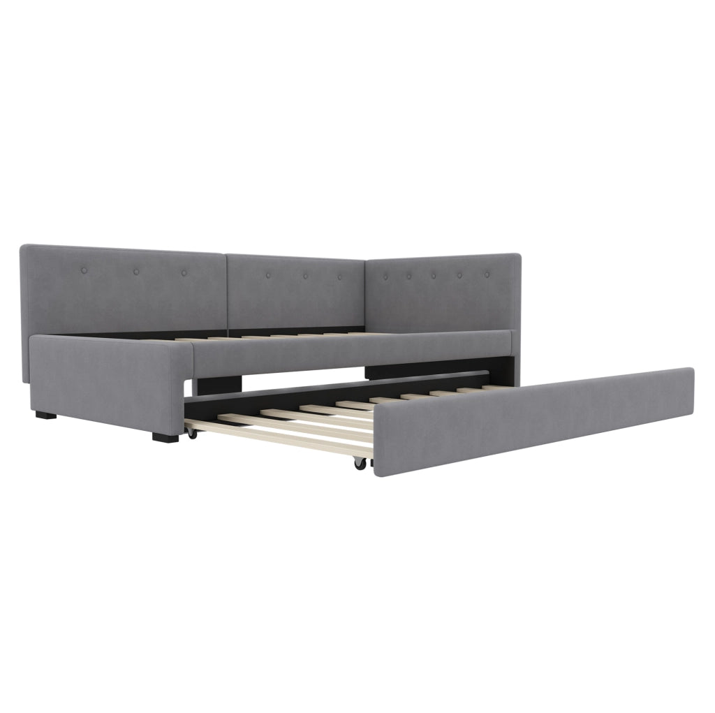Letto singolo 90x200 cm con letto estraibile; velluto grigio