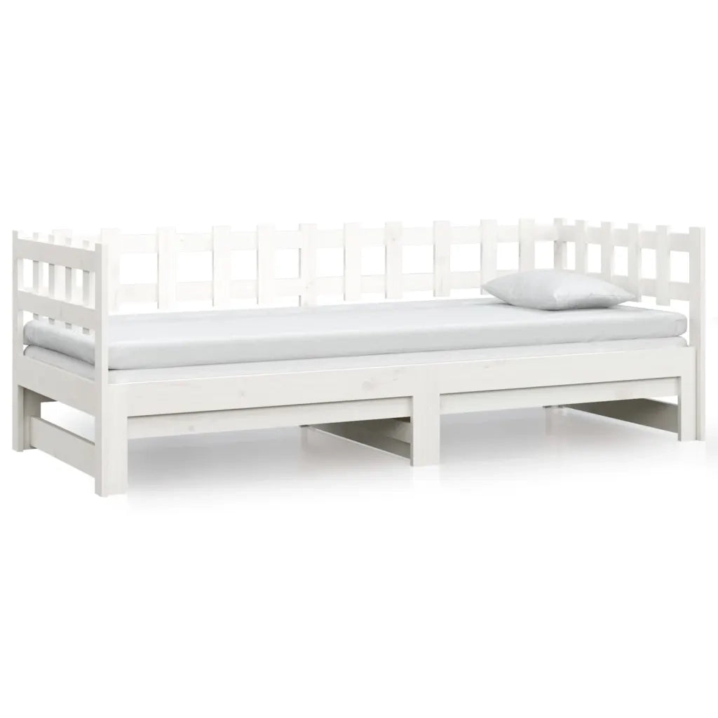 Dormeuse Estraibile Bianca 2x(90x190) cm Legno Massello di Pino 820777
