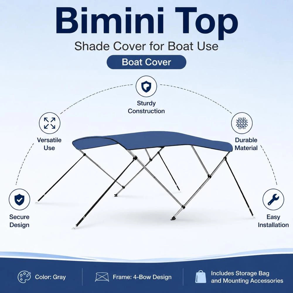 3-Bow Bimini Top Blue 183x160x137 Cm