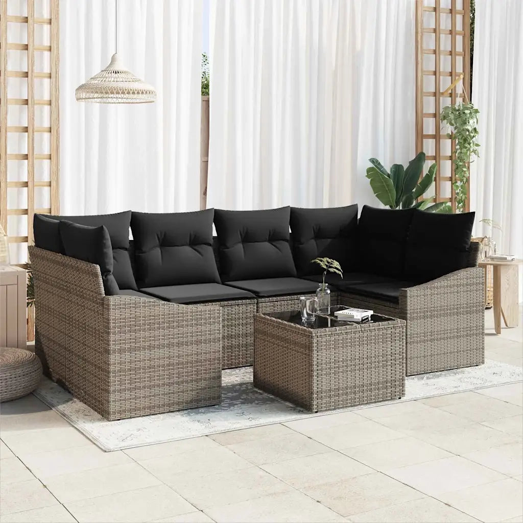 Set di divani con cuscino con cuscino 7 pcs Grigio polyrattan 3346619