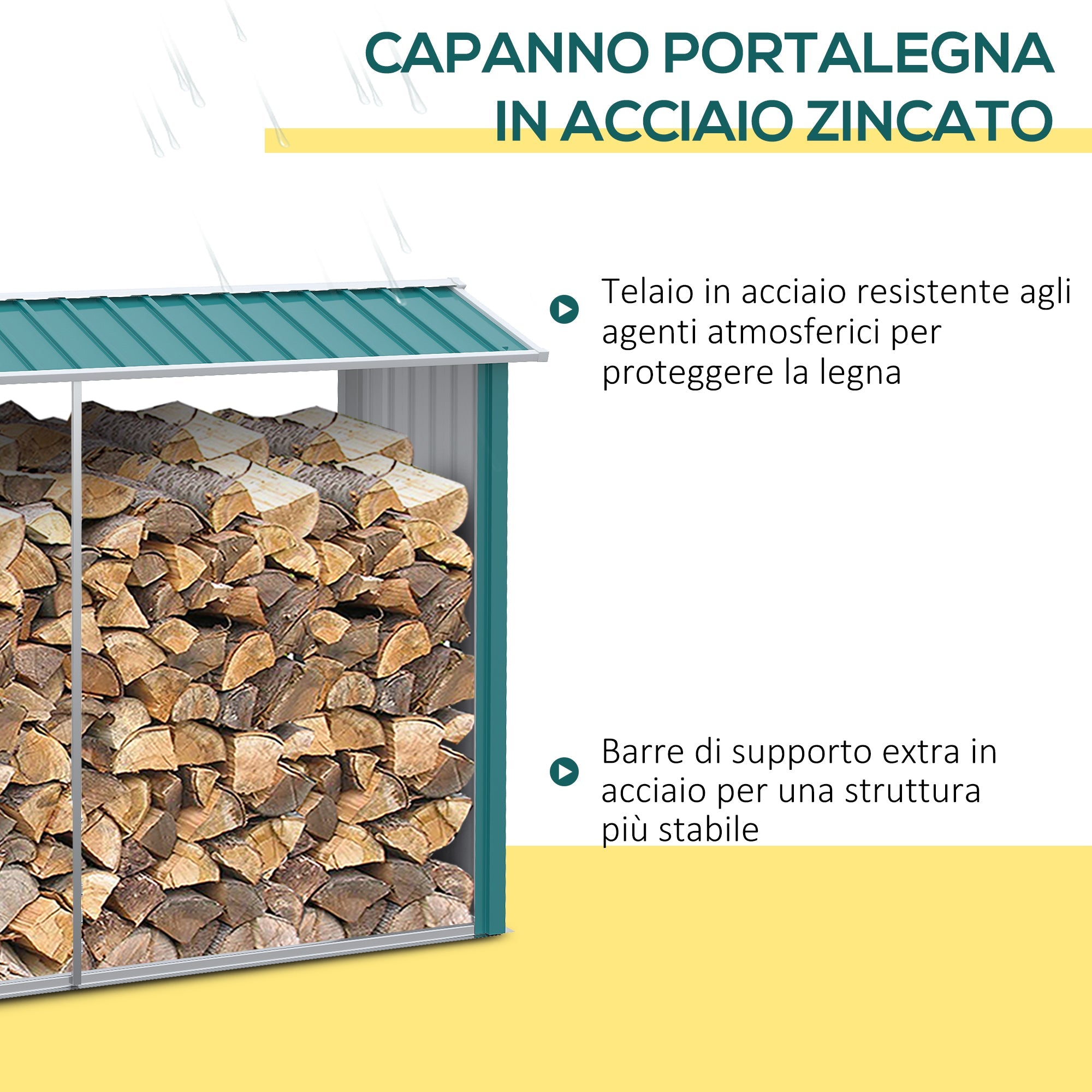 Legnaia 240x 86x160 cm in Acciaio Verde