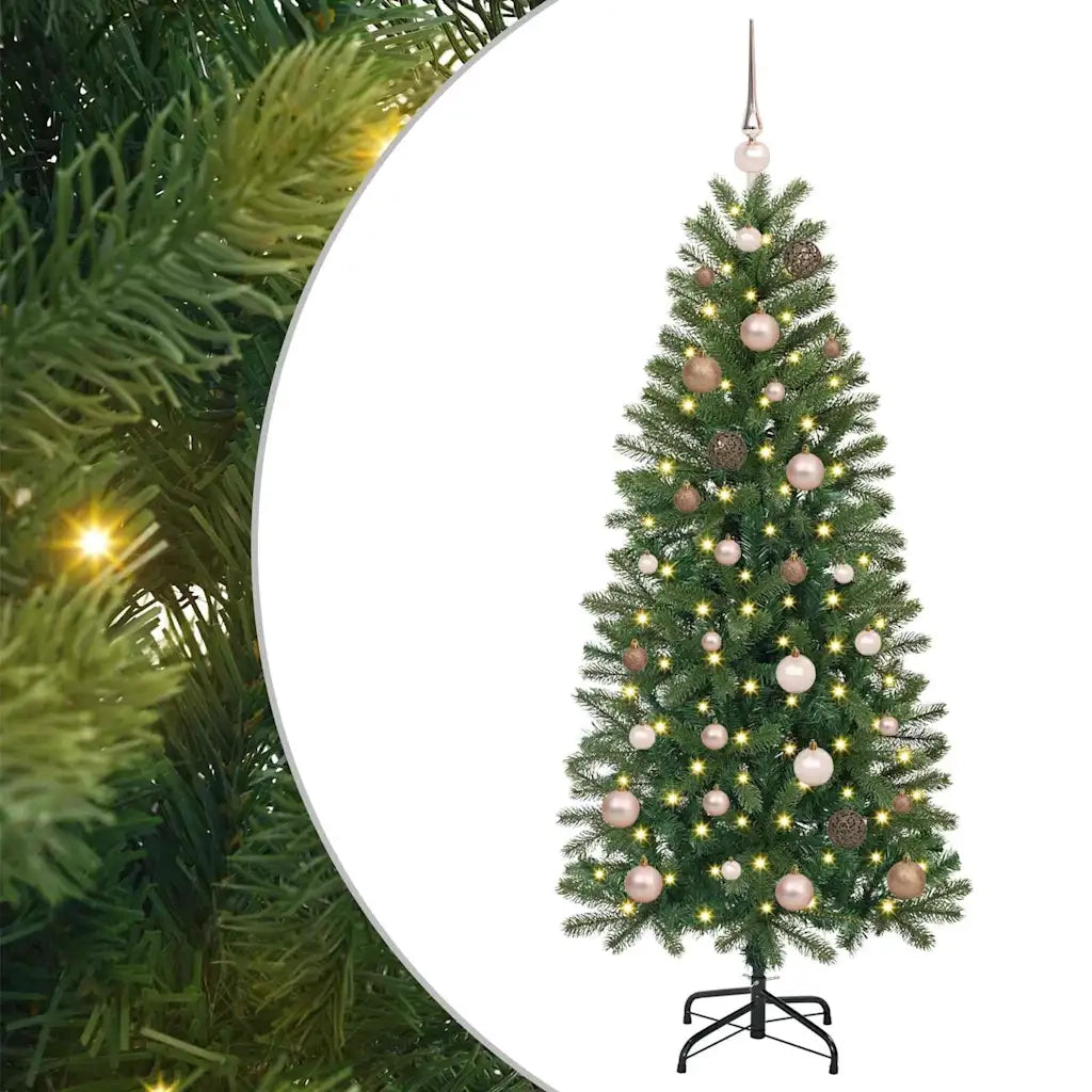 Albero di Natale | Decorazioni natalizie artificiale con 150 LED Verde 150 cm PE e PVC