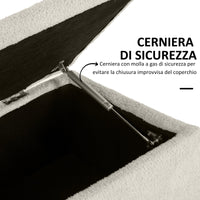 Panca Fondoletto con Vano Contenitore da 47L 95x38x45 cm Rivestimento Bouclé Beige