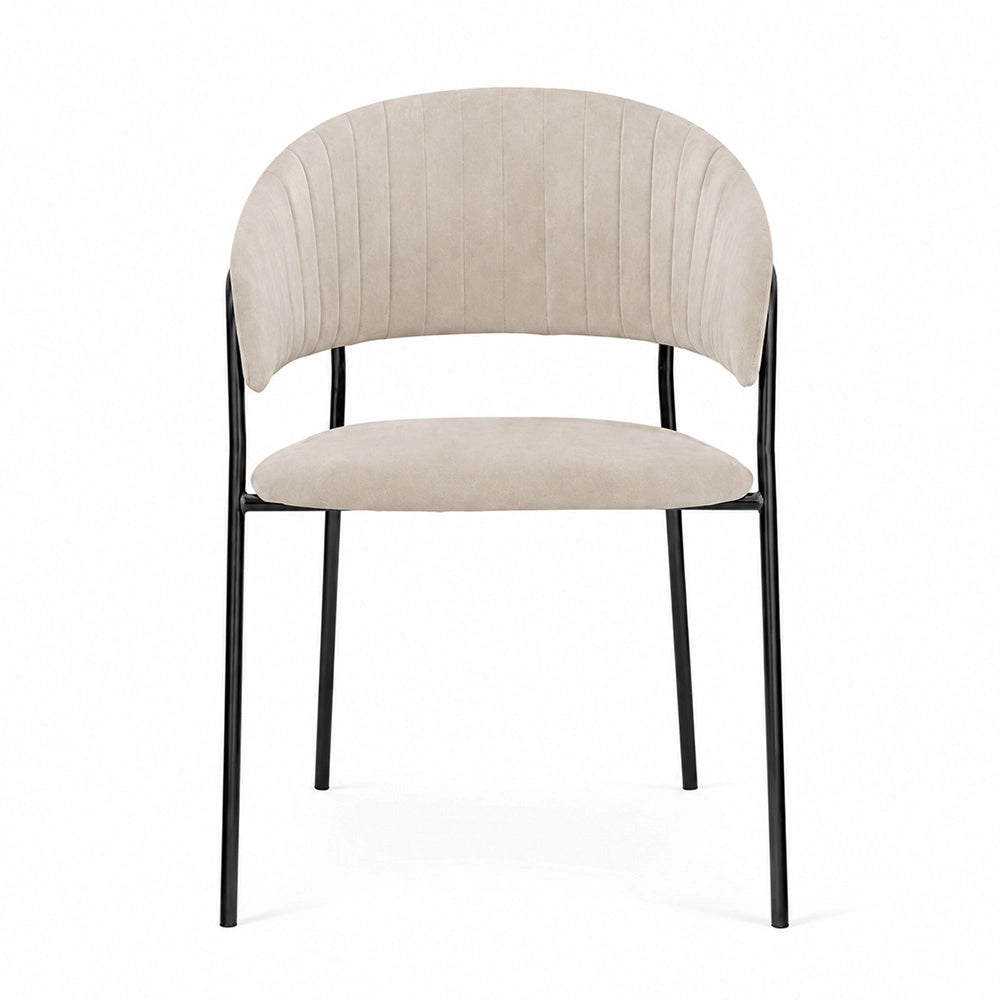 Sedie da pranzo set da 4 Aurelia in velluto grigio tortora con gambe nere
