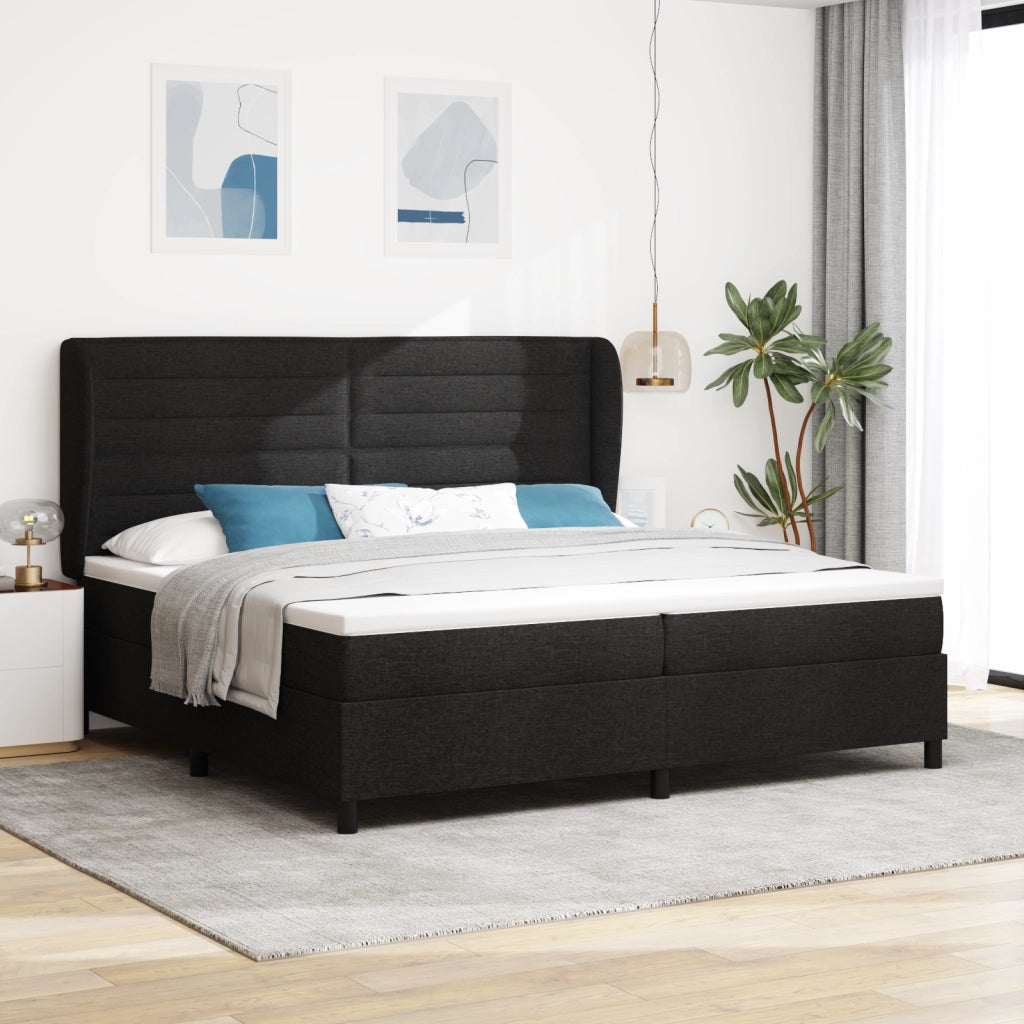 Letto Box Spring con Materasso Nero 200x200 cm Tessuto