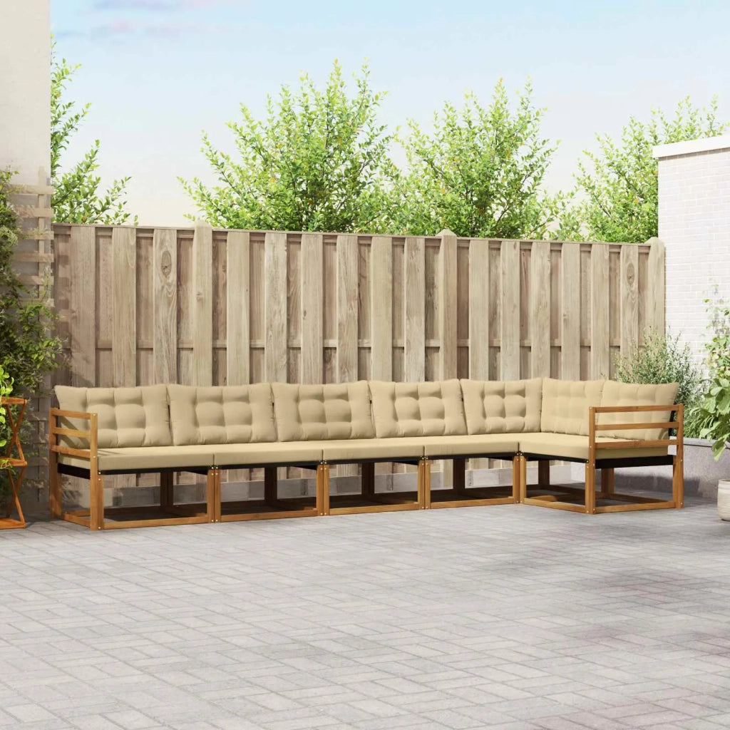 Set di divani da esterno con cuscino 6 pcs Naturale e Beige 3369496