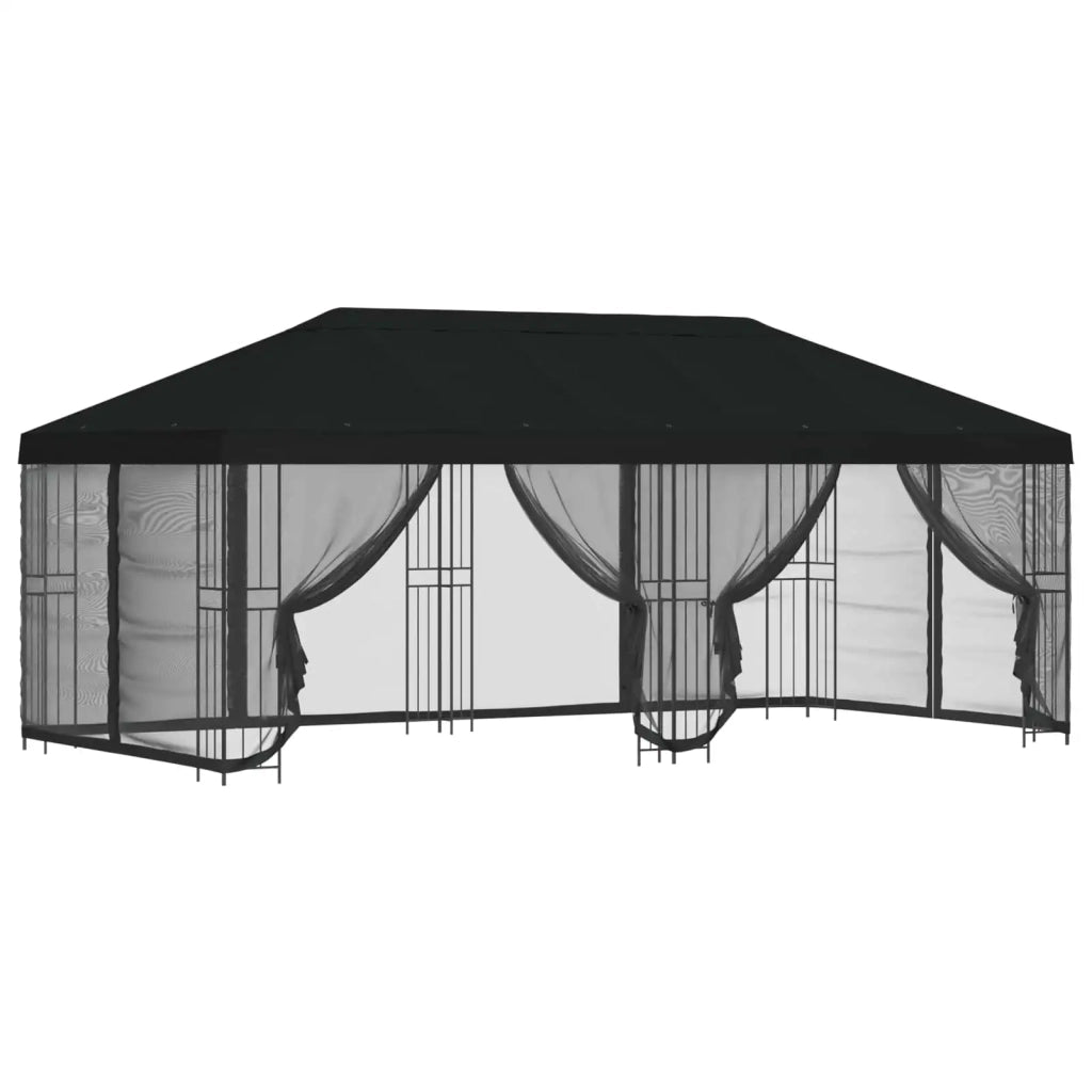 Gazebo con pareti laterali 6 x 3 m Nero Poliestere e Acciaio