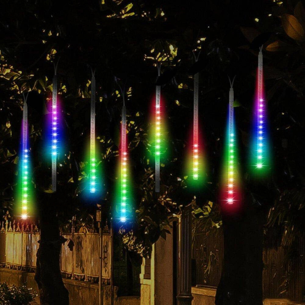Trade Shop - Luci Di Natale Esterno Natalizi Led Effetto Pioggia Stella Cadente Meteoriti Rgb -