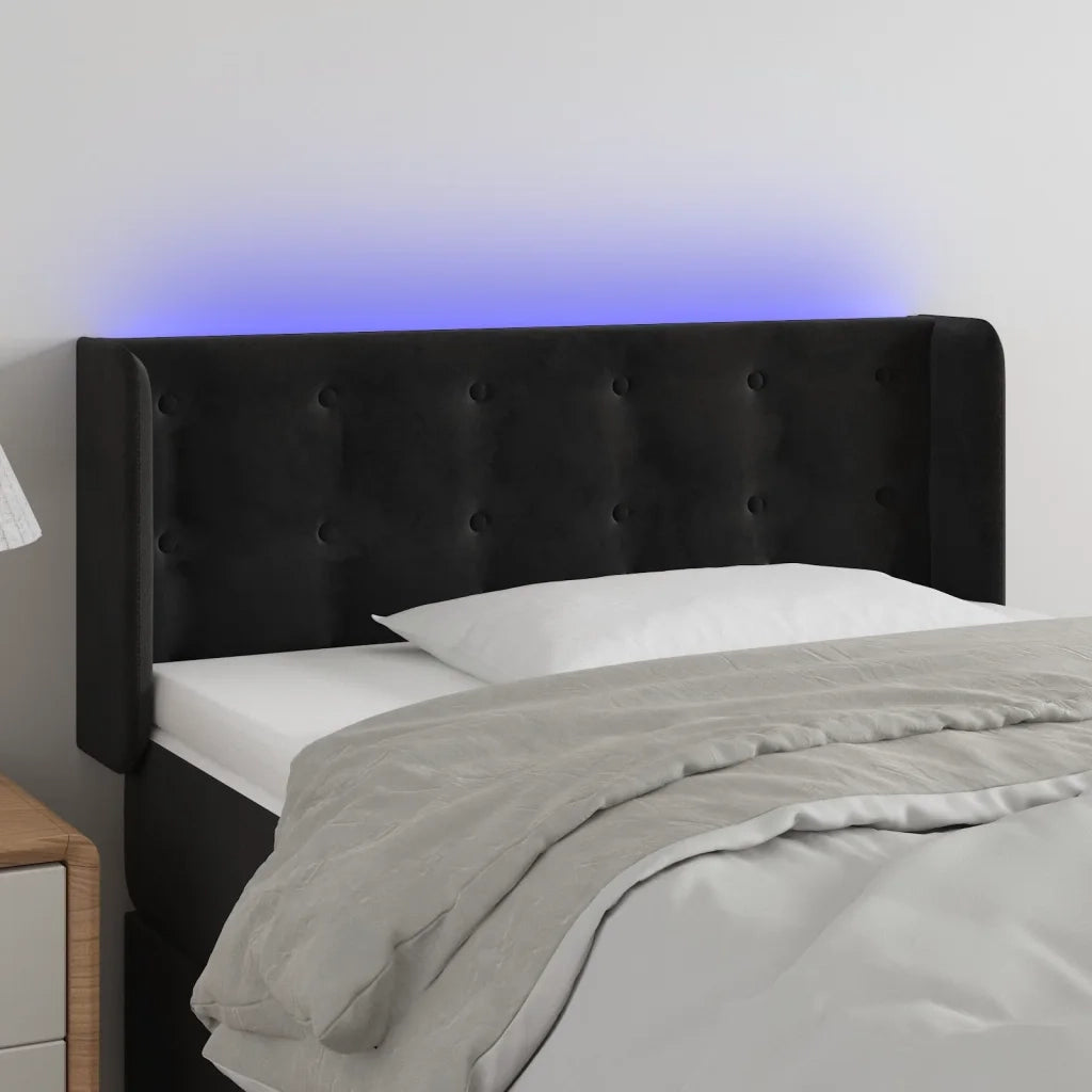 Testiera a LED Nera 83x16x78/88 cm in Velluto 3123702