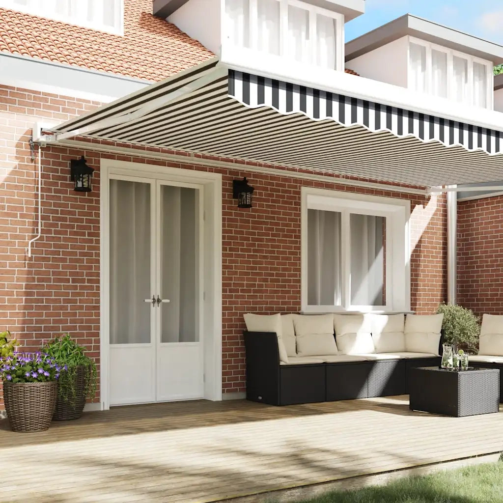 Tenda Retrattile Antracite e Bianca 5x3 m Tessuto e Alluminio