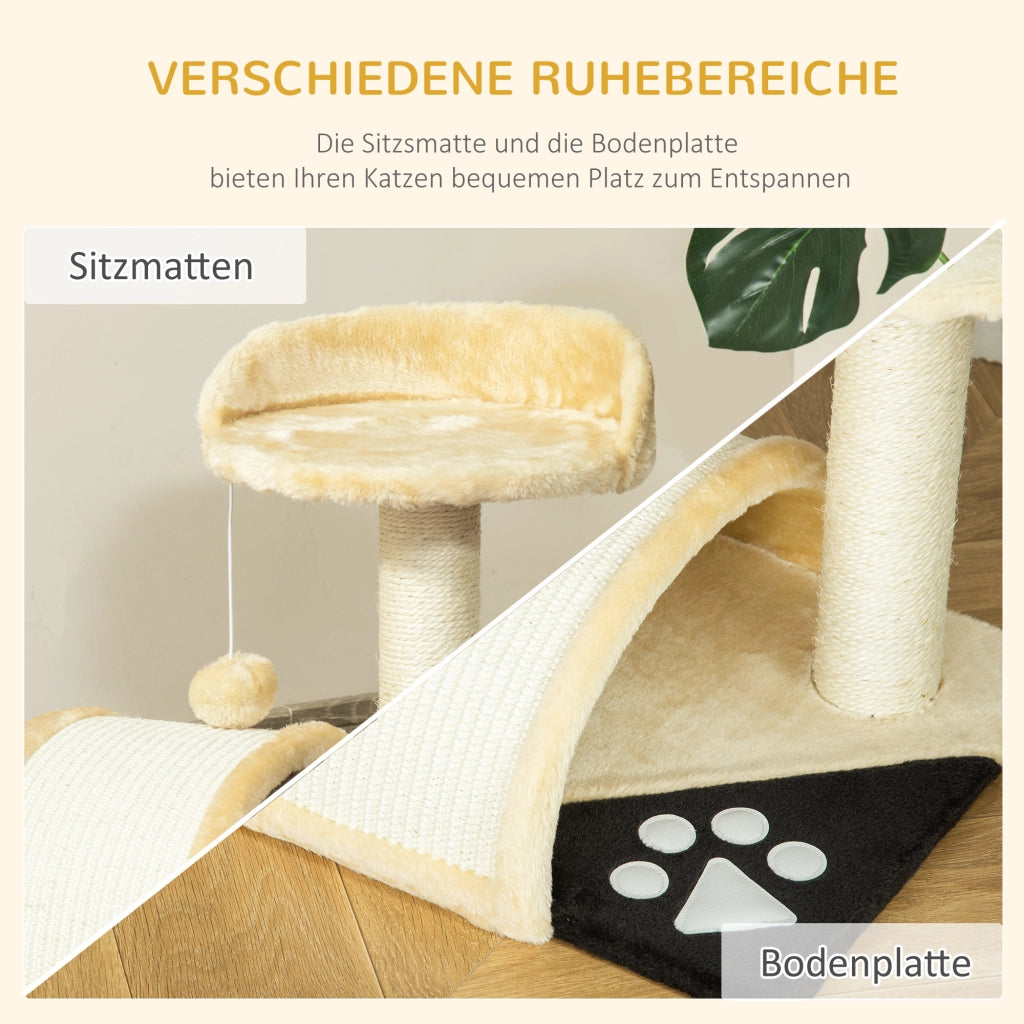 Albero tiragraffi per gatti con palla e piattaforma ¨C zephmum ¨C 46x46x46 beige