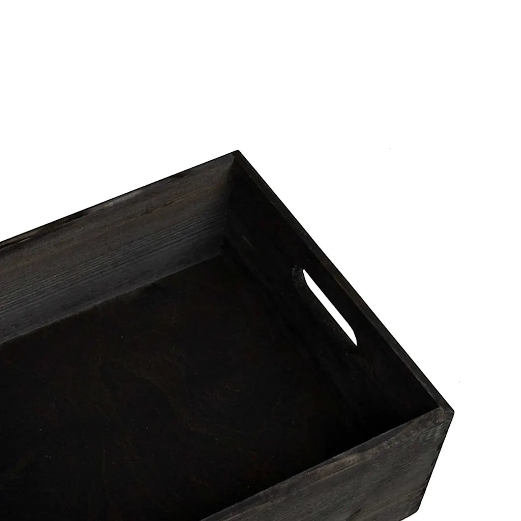Scatola in Legno con Manici Nera 40x30x13 cm in Legno di Pino 4017399