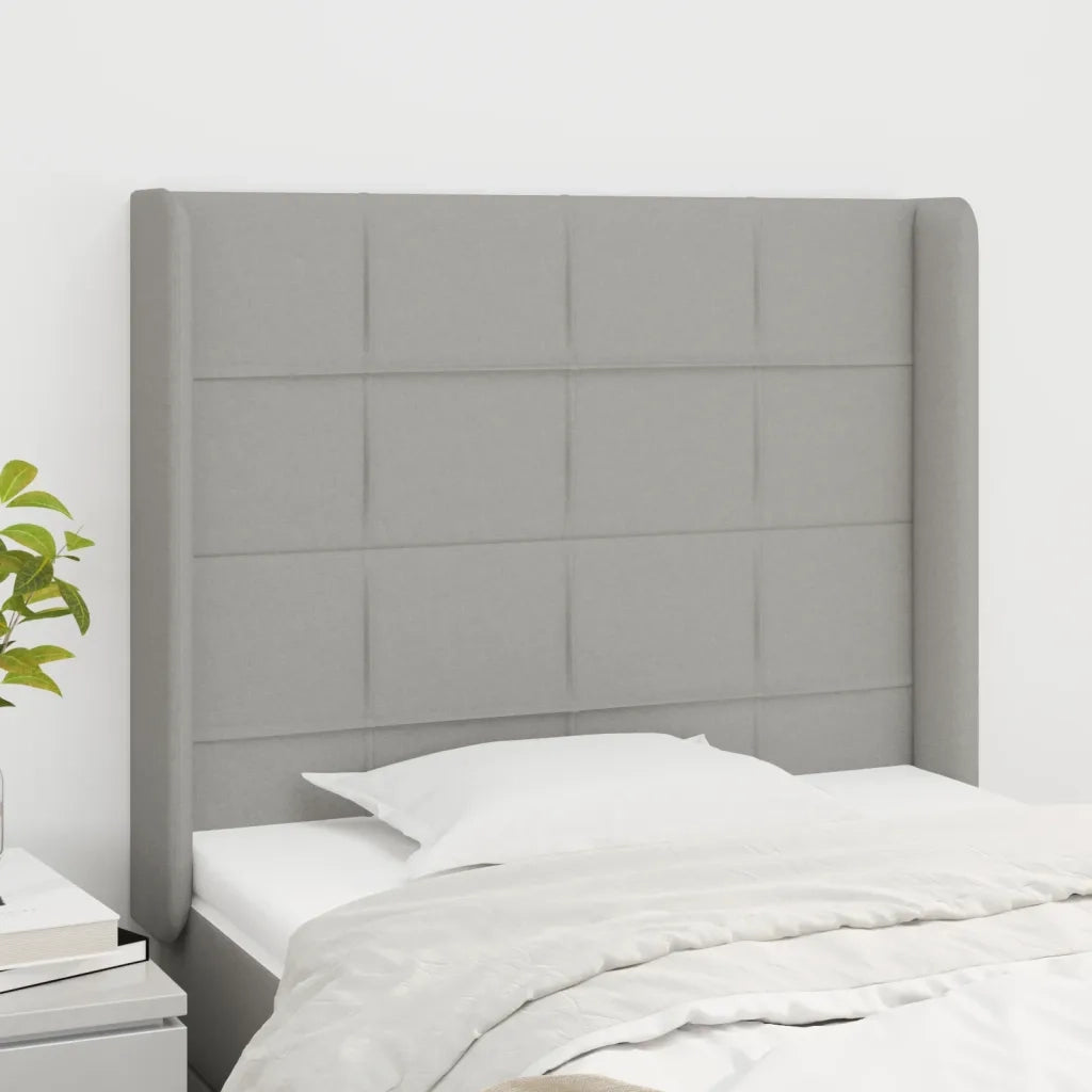 Testiera | Testata ad Orecchio Grigio Chiaro 93x16x118/128 cm in Tessuto