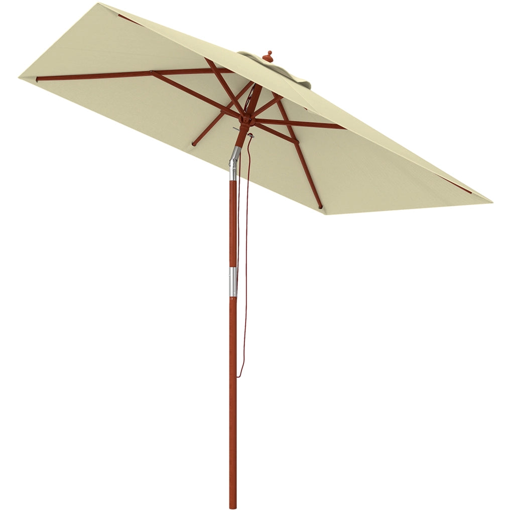 Ombrellone Rettangolare Inclinabile 2x1.5 m ¨C zephmum ¨C Bamb¨´ e Poliestere Beige