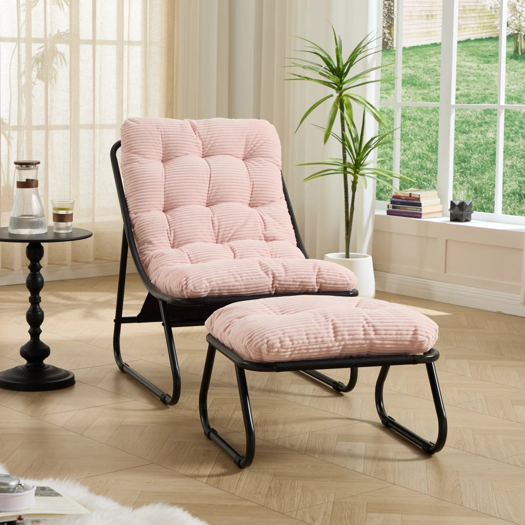 SEDIA LOUNGE DA ESTERNO Con pouf 65x78x86 cm Acciaio Rosa