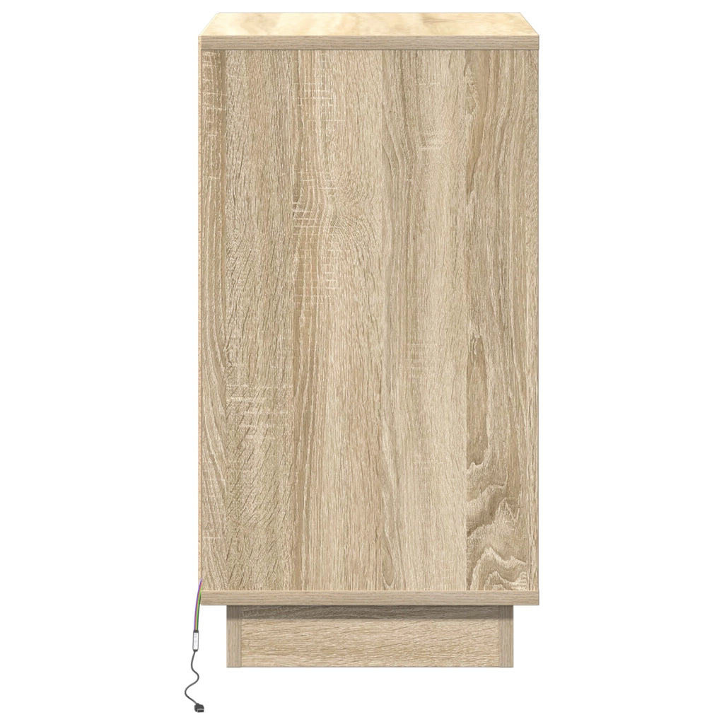 Comodino con LED Rovere Sonama 39x34,5x65 cm Legno ingegnerizzato