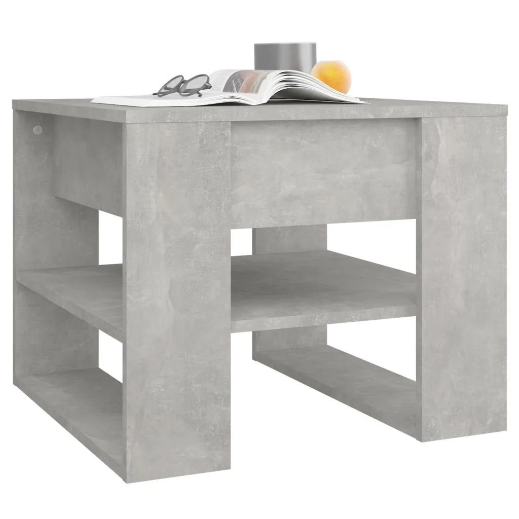 Tavolino Salotto-Tavolino da soggiorno-Tavolo Grigio Cemento 55,5x55x45 cm Legno Multistrato