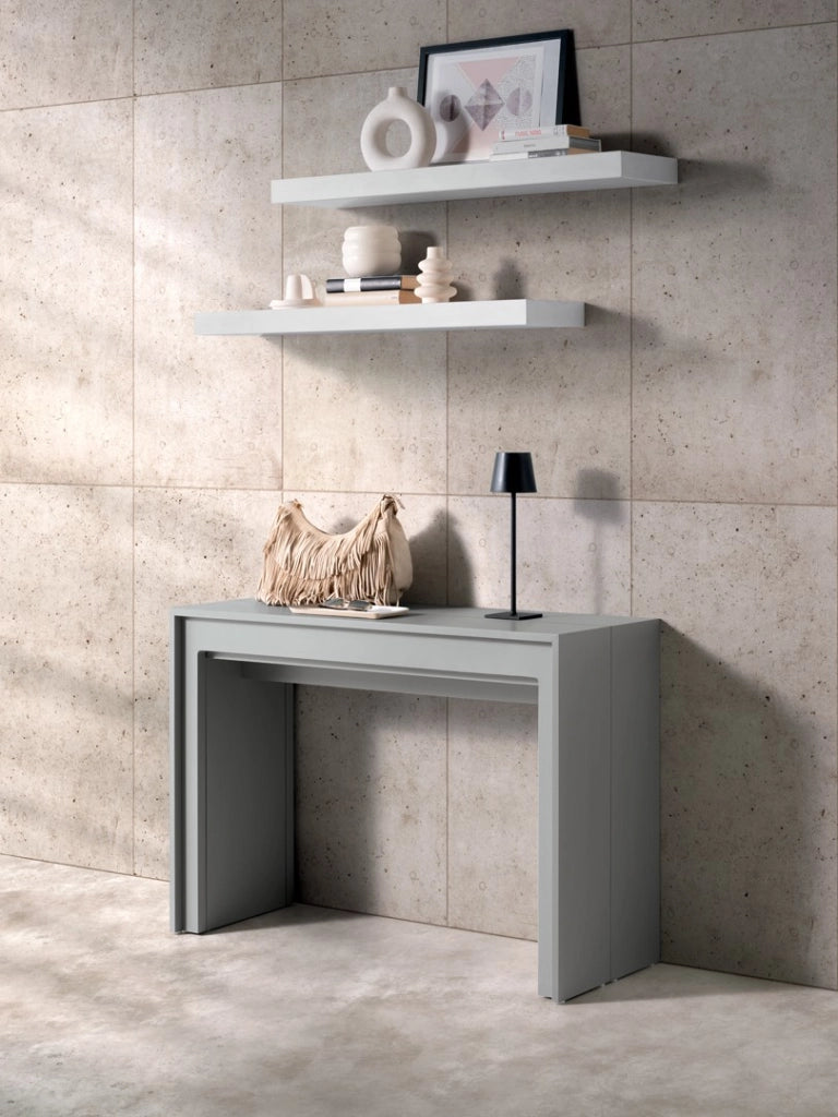 Consolle Allungabile Segmenta OM/119/GO, Laccato Grigio Opaco, Struttura in MDF e Allunghe in Melaminico Antigraffio - Stones